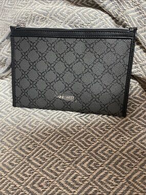 Nine West Black Monogram Zip Clutch